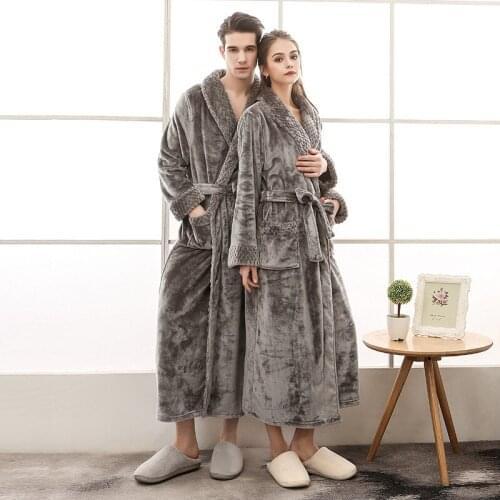 Autumn Winter Couples Pajamas Bathrobe Flannel Warm Robe Pijama Mujer Oversize Soft Comfortable Casual Daily Home халат женский