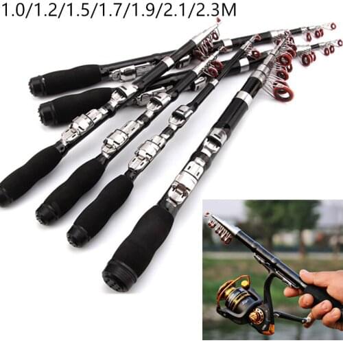 Mini Portable Telescopic Fishing Rod Spinning Carbon Hand Fishing Tackle Sea Rod Fish Pole 1.0m-2.3m