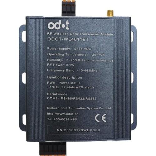 Industrial grade LORA RF wireless data transceiver module transparent transmission 100mW RS232 RS485 RS422 wall mount rail