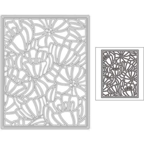 2020 New Hot Rectangle Embossing Plant Flower Background Metal Cutting Dies and For Die Scrapbooking Foil Cut Crafts No Stamps