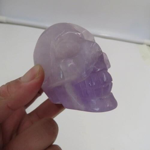 173g Realistic Specialized Small Amethyst Quartz Crystal Skull Hand carved Reiki Healing Meditation Pocket Stone Gift