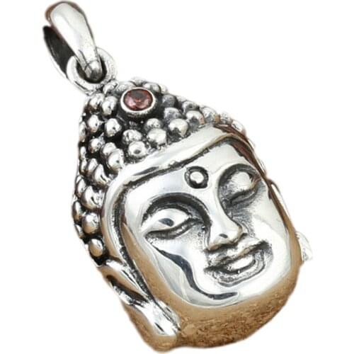 S925 sterling silver jewelry Thai silver, ladies Buddha head Bodhisattva pendant solid 925 silver sweater chain woman pendant