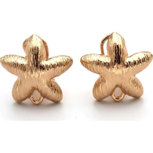 Clip Earrings Post with Loop Hanger Connector Retro Filigree Star Starfish DIY Metal Chile Indian Earrings Findings Making 18mm