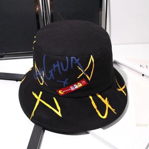 Hip Hop Hat Men and Women Casual Skateboard Hat Young Fashion Street Personality Letter Graffiti Fisherman Hat Basin Cap