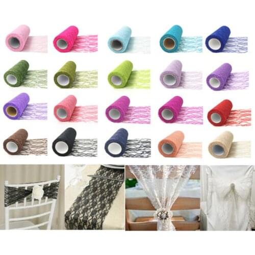 Wide 15cm Lace Roll Spool Fabric ribbon mesh DIY wedding Birthday baby shower Party Decoration Chair Sash Bow Table Runner wh