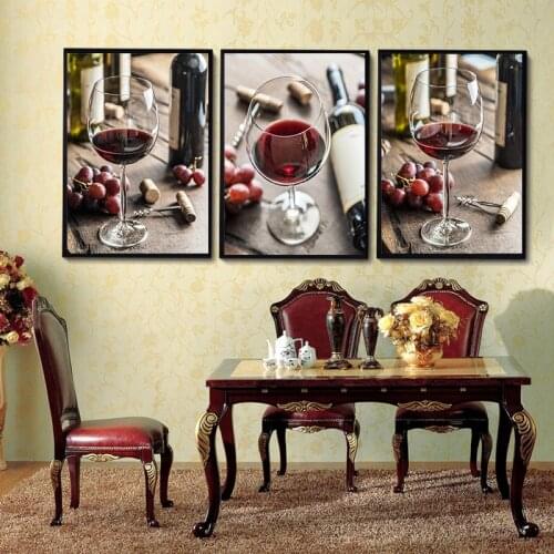Modern Style Grapes Red Wine and Cheese Champagne Canvas Painting Poster And Prints Wall Art Pictures For Living Room Decoration