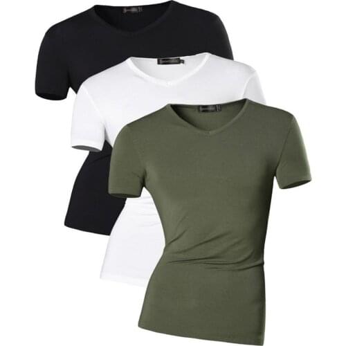 Sportides 3 Pieces/Pack Men Summer Casual Basic Top T-Shirt Slim Fit Short Sleeves Designer USA Size AMA003 PackE