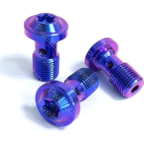 Titanium Bolt M10 1.0/1.25mm Pitch Torx Umbrella Head Banjo Screws for Motorcycle Brembo Brake Line Single Hole