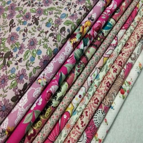 Pretty DIY 10 designs mix Pink flower fruit poplin fabric floral cotton fabric patchwork 24x23cm textile Doll Cloth Deocration