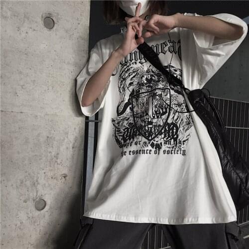 Sweet punk T-shirt women summer 2021 Korean ins Japanese Harajuku style hot anime print loose student short sleeve shirt