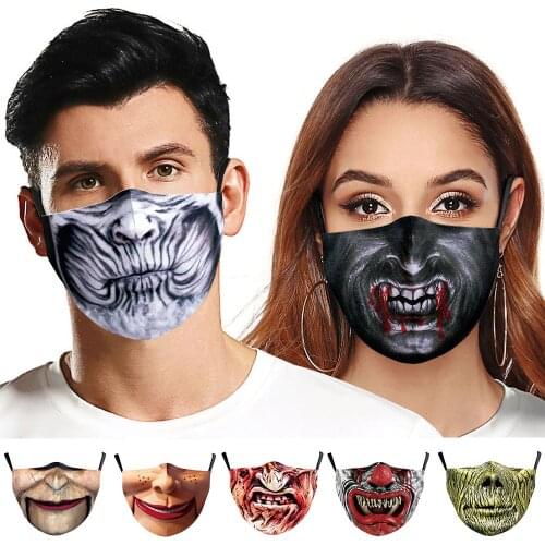 Adult Cosplay Night King Vampire Zombie Masks Funny Mouth Face Decoration Dustproof Reusable Women Men Halloween Cotton Mask