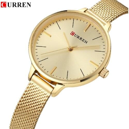 CURREN Fashion Ladies Watch Women Casual Rose Gold Quartz Watches Female Simple Steel Mesh Waterproof Clock Relogio Feminino