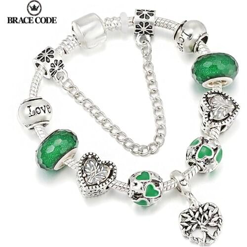 Antique Silver Color Concealer European Fashion Women Bracelet DIY Tree Of Life Beads Family Tree Pendant Bracelet Free Shipping
