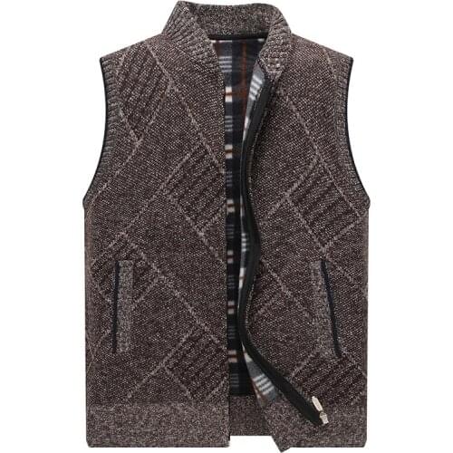 Winter mens warm vest pullover fleece casual sweater vest vest zipper cardigan spring autumn slim sleeveless sweater jacket