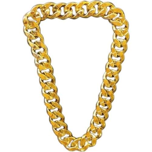 Papper Gold Chain Big Chunky Faux Gold Hip Hop Turnover Chain Exaggerated Rapper Costume Accessories Gangster Necklace A5KE
