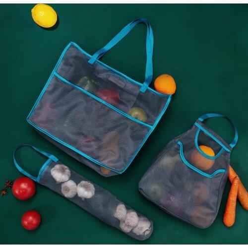 1Pcs Double Layer Portable Hanging Mesh Fruit Vegetable Storage Net Bag Kitchen Pouch Reusable Mesh Vegetable Bags Organizer