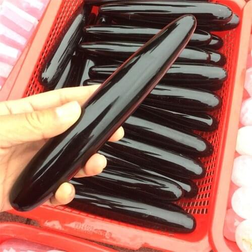 1 Pcs Polished 7 Inches Natural Black Obsidian Crystal Massage Yoni Wand