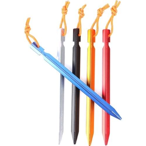 10pcs/set 18cm Aluminum alloy Tent Pegs with Rope Stake Camping Hiking Equipment Outdoor Traveling Tent Accessories
