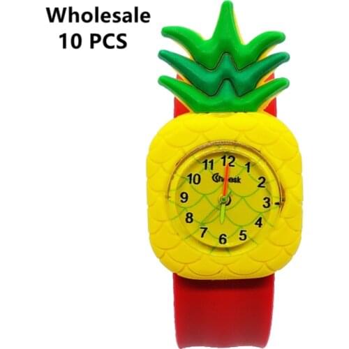 10pcs Wholesale Kids Watches Cartoon Pineapple Shape Sports Digital Watch for Boys Girls Children Watches for Baby Birthday Gift