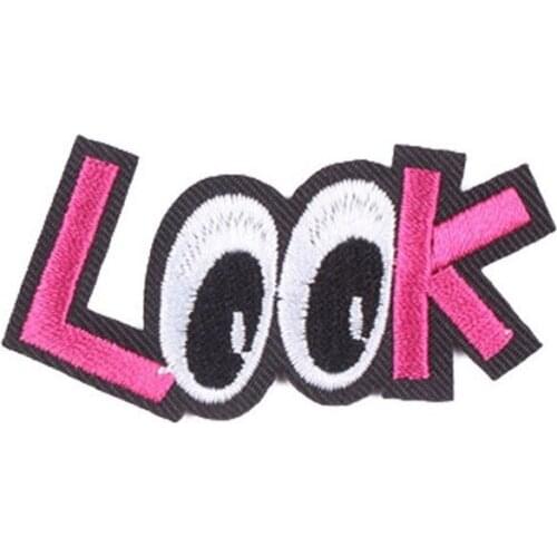 20pcs/lot Embroidery Patches Letter Look Eye Backpack Clothing Decoration Accessories Diy Iron Heat Transfer Applique