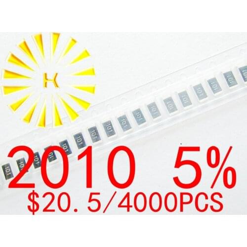 2010 5% Chip Resistors 0.01-0.091R 0.1-0.91R 0R 1R-10M 1/2W SMD Resistor x 4000PCS
