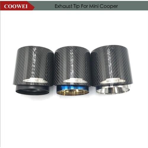 3 Color For Mini Style Glossy Carbon Fiber Exhaust Tail Tips For R55 R56 R57 R58 R59 R60 R61 Car Muffler Pipes