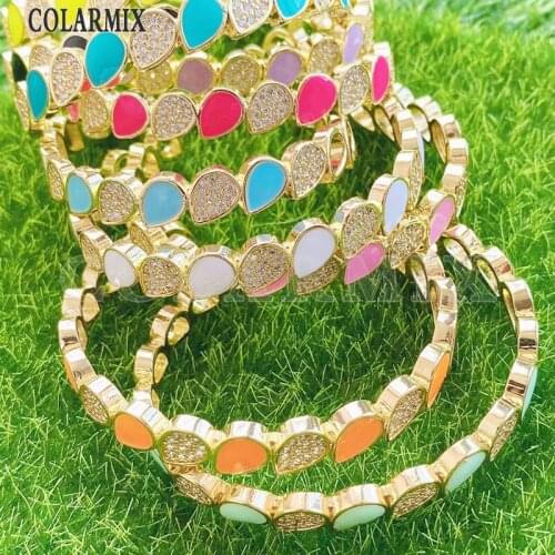 3 Pcs Enamel drop shape zircon Bangle Mix color Jewelry bangle fashion jewelry for women jewelry Women bangle 31711