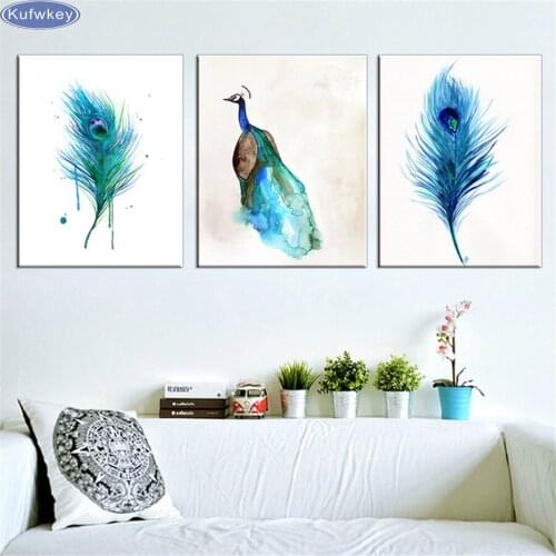 3pcs/set,Peacock feather Decorative Picture,DIY Diamond Embroidery,diamond mosaic,diamond painting cross stitch home decoration