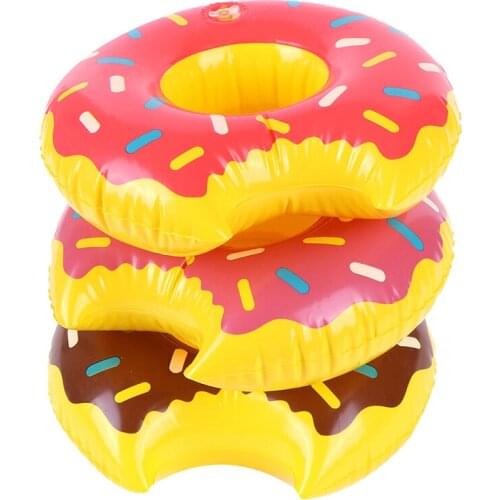 3pcs/lot Donuts Inflatable Water Drink Floating Circle For Swimming Pool Party Decorations Cup Holder