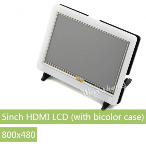 5inch HDMI LCD Bicolor Case Resistive Touch Screen Display 800x480,Compatible with Raspberry Pi A+/B+/2B/3B/3A+/3B+/4B