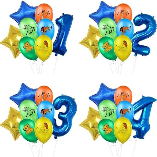8pcs Lion King Latex Balloon Happy Birthday Decoration Kion Guard Jungle Animals Pet Zoo Balloon Toy For Kids Globos
