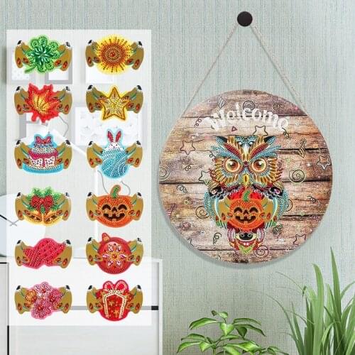 5D DIY Luminous Diamond Painting for Home Door Wall Decoration Wall Window Hanging Ornament Cute Owl Holiday Decor