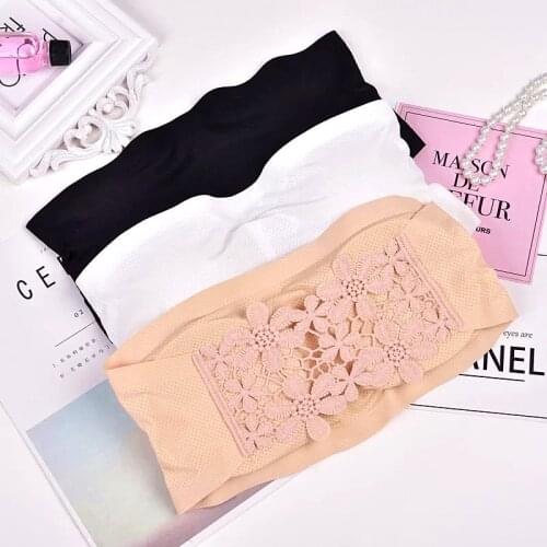 Seamless One-piece Tube Tops Women Removable Pads Intimates Basic Black/Skin Womens Strapless Bra Bandeau Tube Top