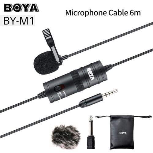 BOYA BY-M1 Lavalier Condenser Microphone for Canon Nikon DSLR Camcorders, Studio microphone for iPhone X 7 Plus Zoom H1N Handy