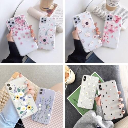 Emboss 3D Silicone Case For iPhone 11 pro max 6 7 6S 8 Plus 5S SE 2020 X XS MAX XR Flower Luxury Cover For iPhone 6 7 Case Girl