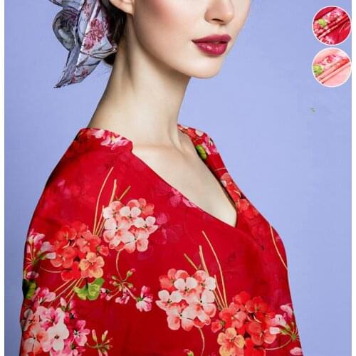 Digital inkjet chinese silk fabric custom 19mm soft cheongsam dress silk stretch satin fabric wholesale silk cloth 108 cm