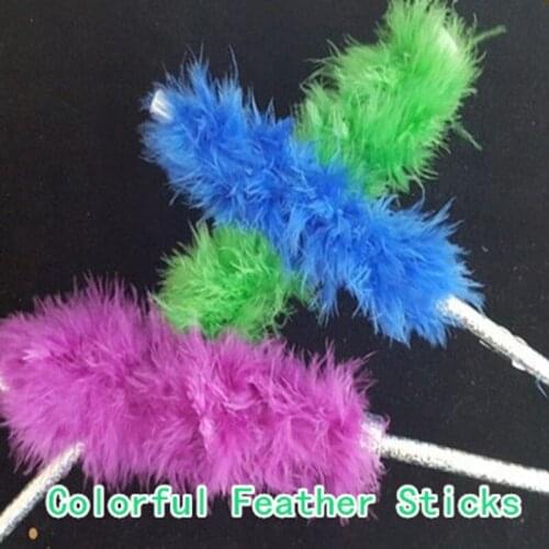 Colorful Feather Sticks (Medium) Magic Tricks Magician Stage Gimmick Prop Illusion Funny Feather Cane Color Change Magia