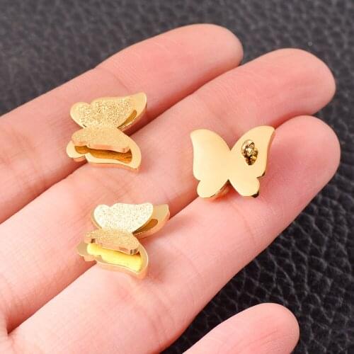 Elegant Stainless Steel Butterfly Charm Pendants DIY For Necklace Bracelet Jewelry Making Findings