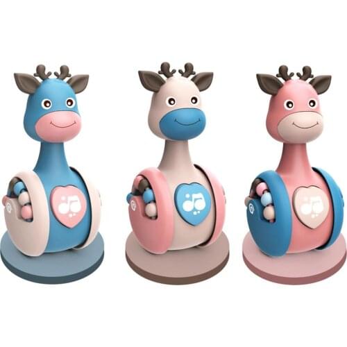 Sliding Deer Tumbler Rattle Toys For 0-12 Months Baby Newborn Teether Rattle Education Infant Hand Bell Mobile Stroller Toy Gift