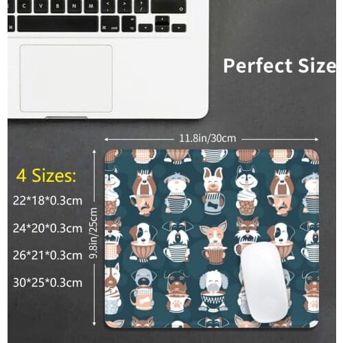 Doggie Coffee And Tea Time 2 / / 2019 Calendar / / Navy Blue Background Mouse Pad DIY Print Pattern