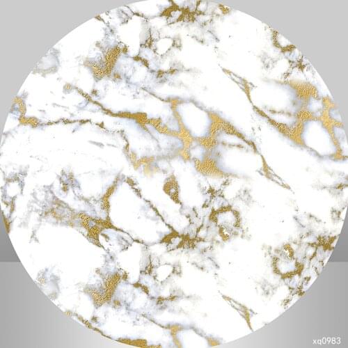 Round Backdrop Cover Gold White Marble Photo Background for Kids Birthday Party Cake Banner Photo Studio Circle Photocall