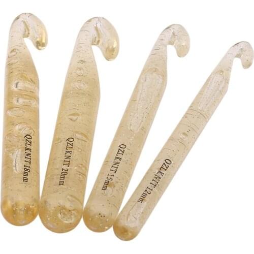 4pcs/set Large Size Crochet Hook Plastic Transparent 15cm Long Crochet Needle Knitting Needles Thick Wool Tool