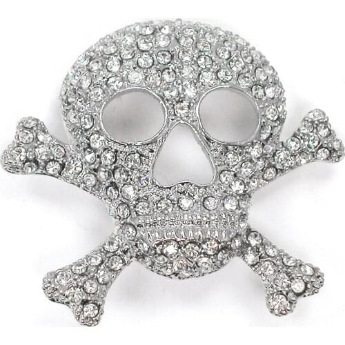 Cute Skull Brooch Charms Full Crystal Skeleton Pins Brooch Rhinestone Corsage Fashion Jewelry C102161
