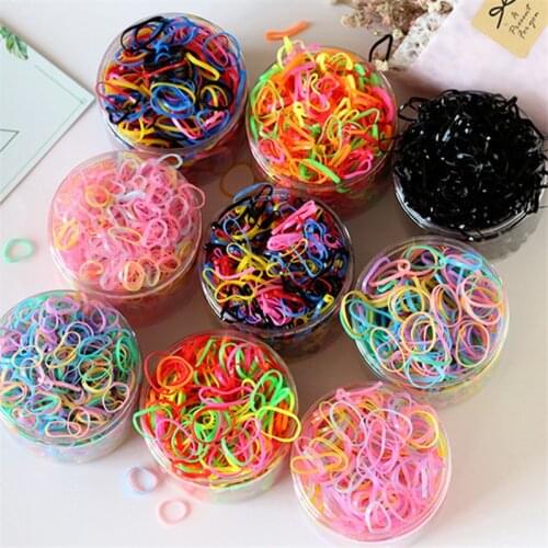 MueRaa 1000/500 pcs Children Girls Lovely Scrunchies Elastic Hairband Hair Accessoreis Korean Style Durable Colorful Headwear