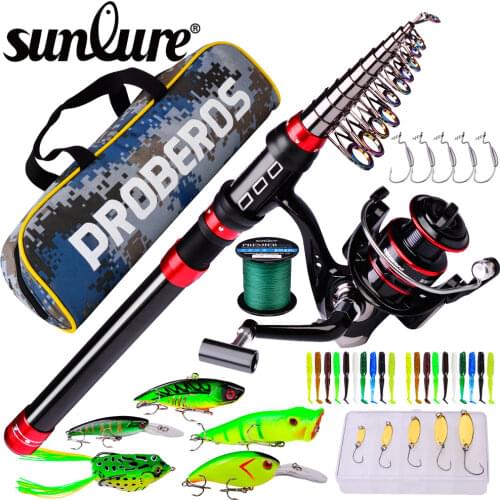 Sunlure 1.8m-3.6m Telescopic Casting Fishing Set Portable Ultralight Rod and 5.2:1 Gear Ratio Fishing Reel Fishing Tackle Combos