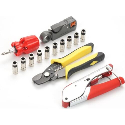 Coaxial Cable Crimping Tool Set Squeezing Forceps&Wire Stripper For RG58 RG59 RG6 Coax Cable Crimper With Compression Connectors