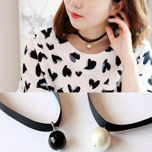 Korean Style Cheap Choker Necklaces for women lady short rope with pearl design pendant necklace Fashion jewelry #NL070