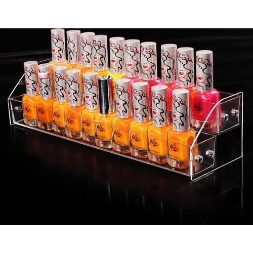 New Clear Acrylic 2 Layers Nail Polish Rack Makeup Cosmetic Organizer Desktop Lipstick Holder Makeup Tools Storage Shelf