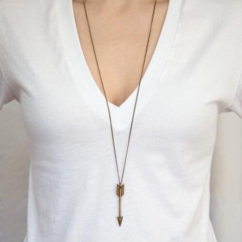 New fashion accessories alloy large arrow pendant elegant retro style long necklace sweater chain