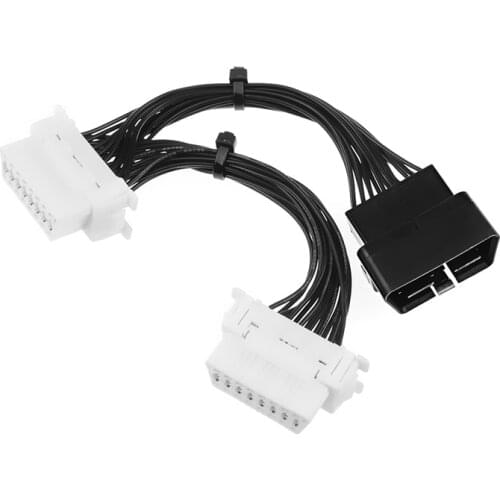 OBD 2 Y Splitter Extension Cable OBD2 16PIN Male to Female ELM327 Electronic Wire Connector